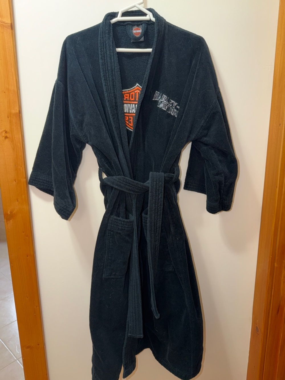 Harley-Davidson Black Robe with Orange Shield Accent. Size Large